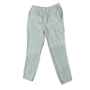 H&M Cream Linen Drawstring Waist Coupe Standard Straight Leg Pants